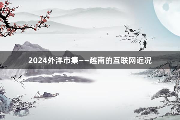 2024外洋市集——越南的互联网近况