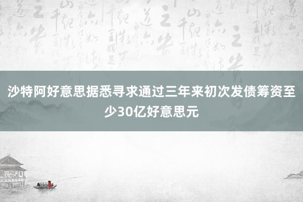 沙特阿好意思据悉寻求通过三年来初次发债筹资至少30亿好意思元