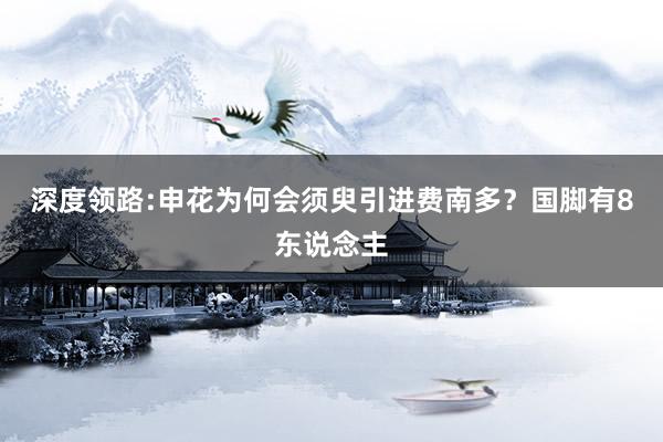 深度领路:申花为何会须臾引进费南多？国脚有8东说念主