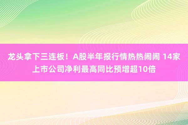 龙头拿下三连板！A股半年报行情热热闹闹 14家上市公司净利最高同比预增超10倍