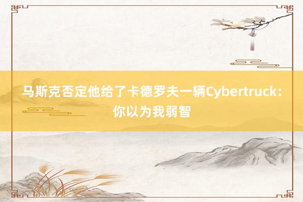 马斯克否定他给了卡德罗夫一辆Cybertruck：你以为我弱智