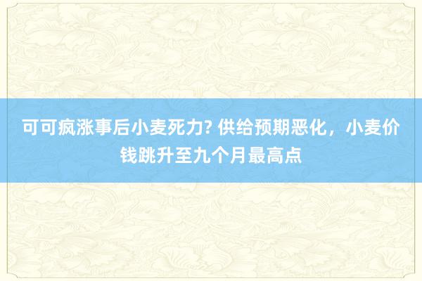 可可疯涨事后小麦死力? 供给预期恶化，小麦价钱跳升至九个月最高点