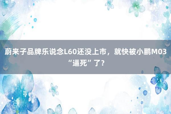 蔚来子品牌乐说念L60还没上市，就快被小鹏M03“逼死”了？