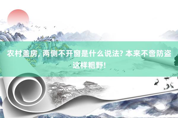 农村盖房, 两侧不开窗是什么说法? 本来不啻防盗这样粗野!