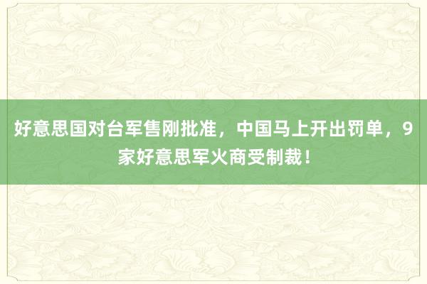 好意思国对台军售刚批准，中国马上开出罚单，9家好意思军火商受制裁！