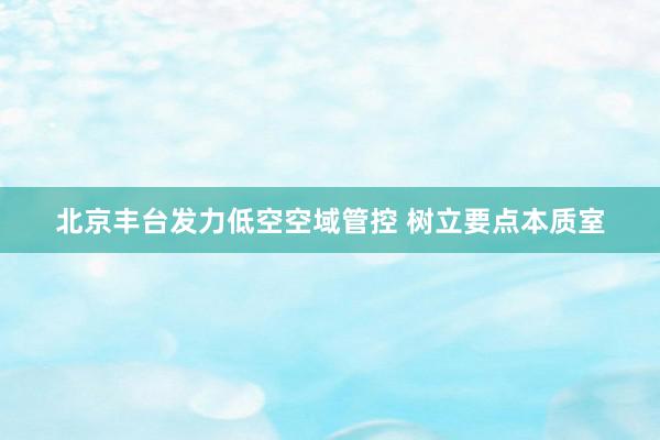 北京丰台发力低空空域管控 树立要点本质室